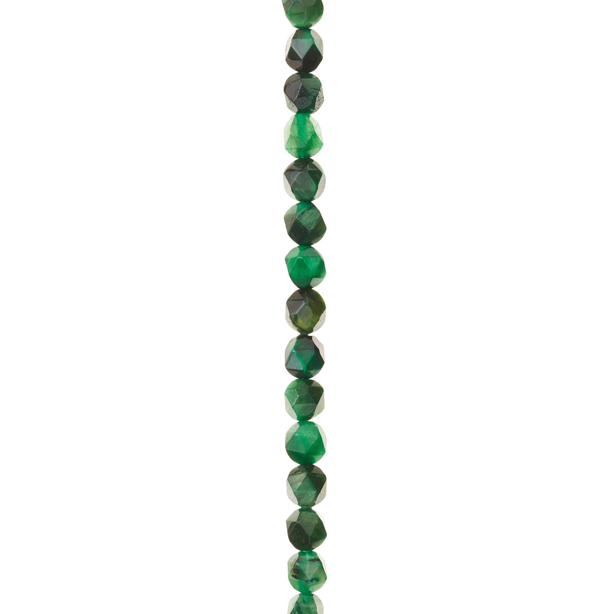 Green Dyed Faceted Tiger's Eye Beads, 6mm by Bead Landing™